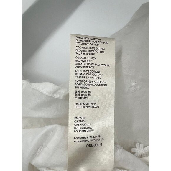 Maeve by Anthropologie Semi Sheer Pineapple Embroidered Blouse White Size 0 - Picture 4 of 5